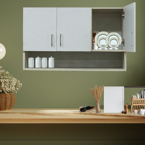 SPECIALITY PANELS 3 Doors Modular Wall Cabinet with Organizer Shelf & Termites Resistance Engineered Wood Kitchen Cabinet