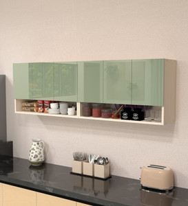SPECIALITY PANELS 6 Door Mirror glossy triple layer UV resistant handless shutter, Organizer Shelf Engineered Wood Crockery Cabinet