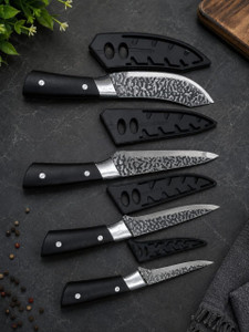 Gatlx 4 Pc Carbon Steel Knife Set | Japanese Knife Set | Sharp Butcher, Chopper, Paring & Peeling Knives