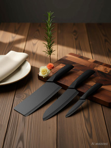 THUNDERFIT 3 Pc Black Stainless Steel Knife Set - Image 6