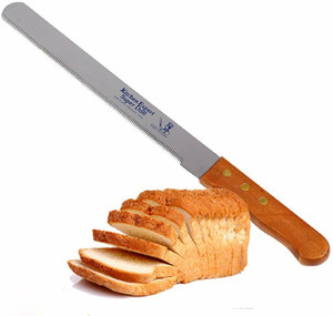 H&M Store 1 Pc Steel Knife Bread Knife Wide Teeth Wooden Handle Cake Knife Multiform Bread Knife Stainless Steel Serrated Bread Slicer Knife Steel Knife - 8 Inch Plastic Knife (Pack of 1)