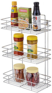 Daaduji Containers Kitchen Rack Steel Multipurpose Steel 3-Tier Corner Storage Rack/Shelf - Kitchen and Bathroom