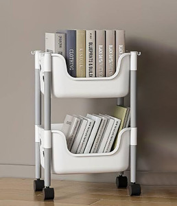 Lacossi Plastic Metal 12 Shelf Book Organizer Metal Open Book Shelf