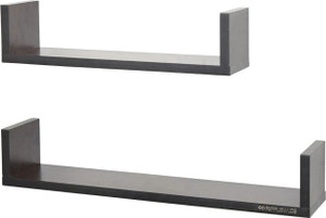 RIPPLEWUDS Containers Kitchen Rack Wood August Wooden Wall Shelves for Kitchen- Pack of 2 Wall Mounted Wall Shelf