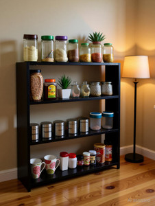 FamousArt Containers Kitchen Rack Wood Kitchen Storage Rack Crockery Cabinet