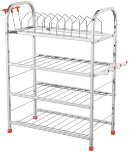 SVS Utensil Kitchen Rack Steel Utensil Kitchen Rack Steel Wall Mount Dish Plate Cutlery Stand 24x18