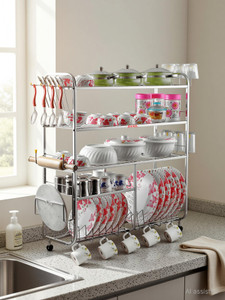 AVAIL Dish Drainer Kitchen Rack Steel 5 Shelf Dish Rack | Modular Kitchen Utensil Rack | 30x30 Inch |