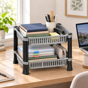 FOROLY Fruits/Vegetables Kitchen Rack Plastic 2-Tier Storage Basket, Stand, Rack, Storage Solution for Office and Kitchen