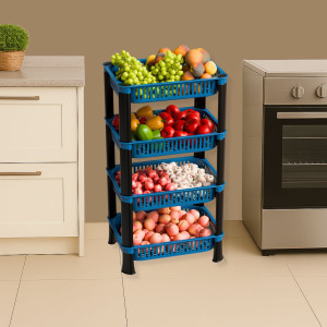 Marmik Containers Kitchen Rack Plastic 4 Tier Multi-Purpose Vegetable Stand, Storage Solution rack for Home, Office