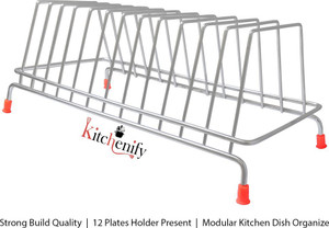 KULDEEP Utensil Kitchen Rack Steel Plate Stand Holder (Big Size) Modular Kitchen Stainless Steel