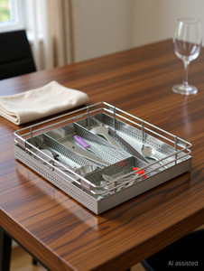 Verito Cutlery Kitchen Rack Steel Kitchen Cutlery Basket 19X20X4 Inch / Modular Kitchen Basket / Kitchen Cabinet
