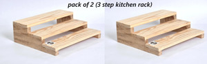 JCT AGRICO Containers Kitchen Rack Wood PACK OF 2(3 STEP WOODEN KITCHEN RACK/ORGANIZER/STORAGE SHELF/CUPBOARD ORGANIZER)