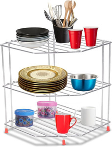 Kombuis Kitchenware Utensil Kitchen Rack Steel Kitchen Rack Steel Stainless Steel 2 -Tier Kitchen Corner Rack
