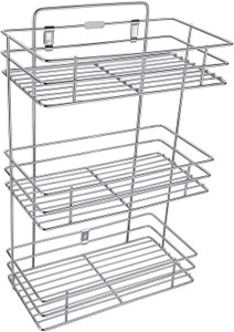 BHOLA STEEL Containers Kitchen Rack Steel 3 Tier Shelves Organizer/Basket Multipurpose Kitchen Storage Holder Stand