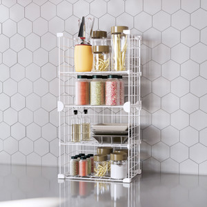 BOXJOY Containers Kitchen Rack Steel 4 Shelf Kitchen Organizer Rack ...