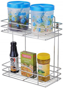 Daaduji Containers Kitchen Rack Steel Multipurpose Steel 2-Tier Corner Storage Rack/Shelf - Kitchen and Bathroom
