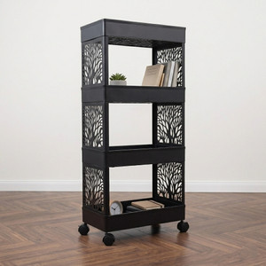 ADA 4 tier Tree trolly for kitchenware item storage with wheel Plastic Kitchen Trolley