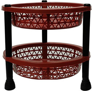 Philocaly Enterprise Multipurpose Basket Stand Rack for Fruit and Vegetables Plastic Kitchen Trolley