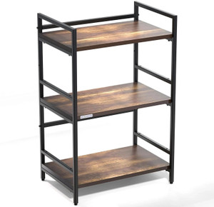MY ARMOR Platform Top Microwave & Oven Stand, Kitchen Organizer, Wooden Shelf, 3 Tier, Wooden Kitchen Trolley
