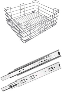 Sanjari Modular Kitchen Stainless Steel Plain Cabinet (19W*20L*8H) Basket Stainless Steel Kitchen Trolley