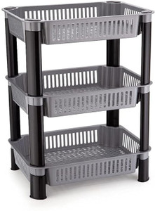 Mahadev Kart Vegetable Stand Plastic Kitchen Trolley
