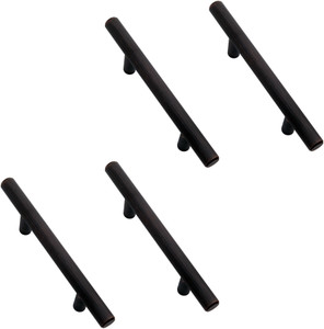 Life Vision Cabinet / Drawer Handles Stainless Steel Premium Quality Heavy H Type Matt Black Finish Size 6 Inch Pack of 4 Piece Include Screws Steel Cabinet/Drawer Handle