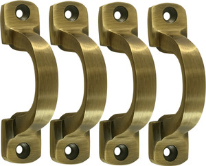 Mix & Match Shop 3-Inch D-Type Antique Brass Cupboard, Wardrobe pull push bar Cast Iron Cabinet/Drawer Handle