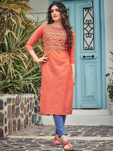 RR SA KURTIS Women Embroidered Straight Kurta