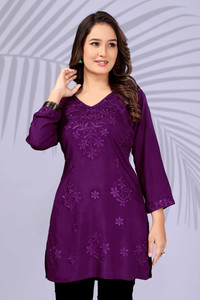 KASHIMAA Women Chikan Embroidery A-line Kurta
