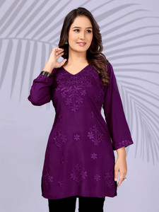 KASHIMAA Women Chikan Embroidery A-line Kurta