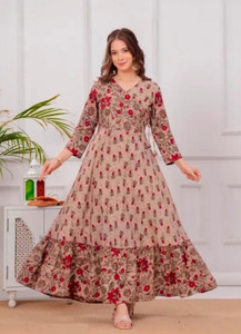 HALIMA FASHION Women Gown Multicolor Ankle Length Dress