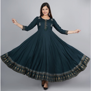 Lucky Fabrics Women Solid, Embellished Gown Kurta