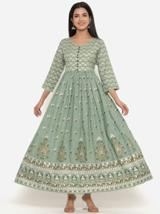INDIANIC Women Floral Print Anarkali Kurta