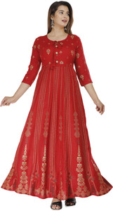 Laadu Women Printed Flared Kurta