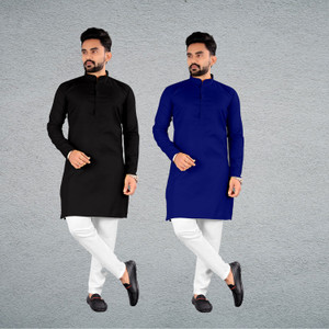FRELURO Men Solid Straight Kurta