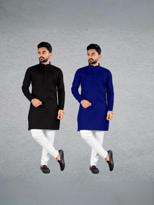 FRELURO Men Solid Straight Kurta
