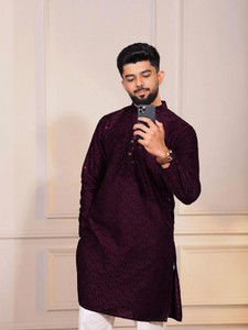 Koshin Men Paisley, Embroidered Straight Kurta