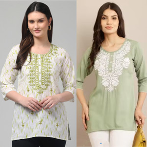 स्टाइल प्रीज़ोन महिलाओं के लिए एम्ब्रॉइडरेड, प्रिंटेड A-लाइन कुर्ता