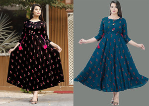 anushansa Women Floral Print Anarkali Kurta