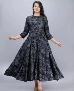 गीताफैब्रिक्स महिलाओं के लिए सॉलिड, ब्लॉक प्रिंट, पैस्ले, एम्बेलिश्ड, प्रिंटेड अनारकली कुर्ता