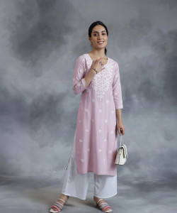 JB TEX Women Embroidered Straight Kurta