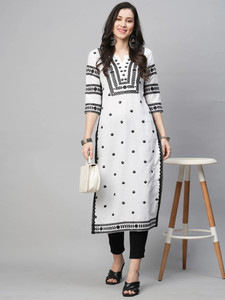 anushansa Women Embroidered, Self Design Straight Kurta