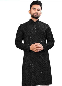Vriha Enterprise Men Self Design Straight Kurta