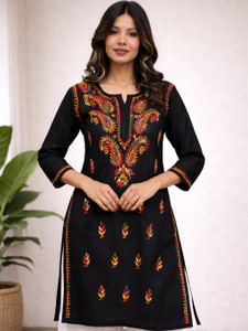 Heritage of Chikankari Women Chikan Embroidery Straight Kurta