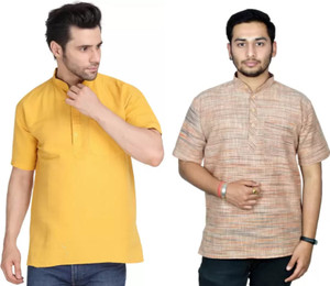 isdfabric Men Self Design Straight Kurta
