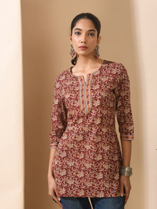 JSIMAR Casual Printed Women Brown Top