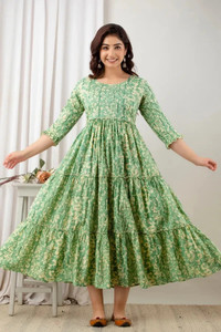 SupBir Women Gown Green Ankle Length Dress
