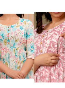 Dazy Women Floral Print, Printed Anarkali Kurta