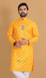 DARKCHILL Men Geometric Print Straight Kurta