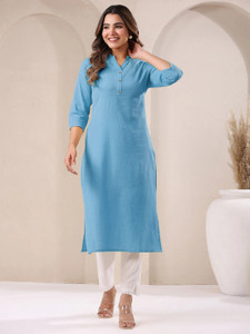 Janasya Women Solid Straight Kurta